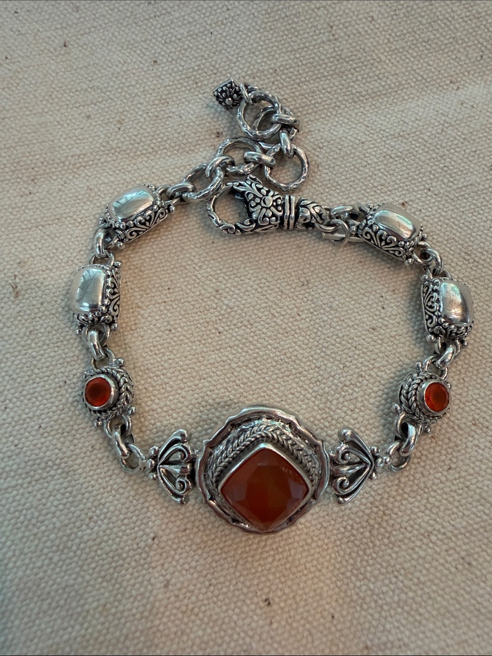Sarda Spiritual Growth Bracelet Sterling Silver Orange Gemstone Bracelet